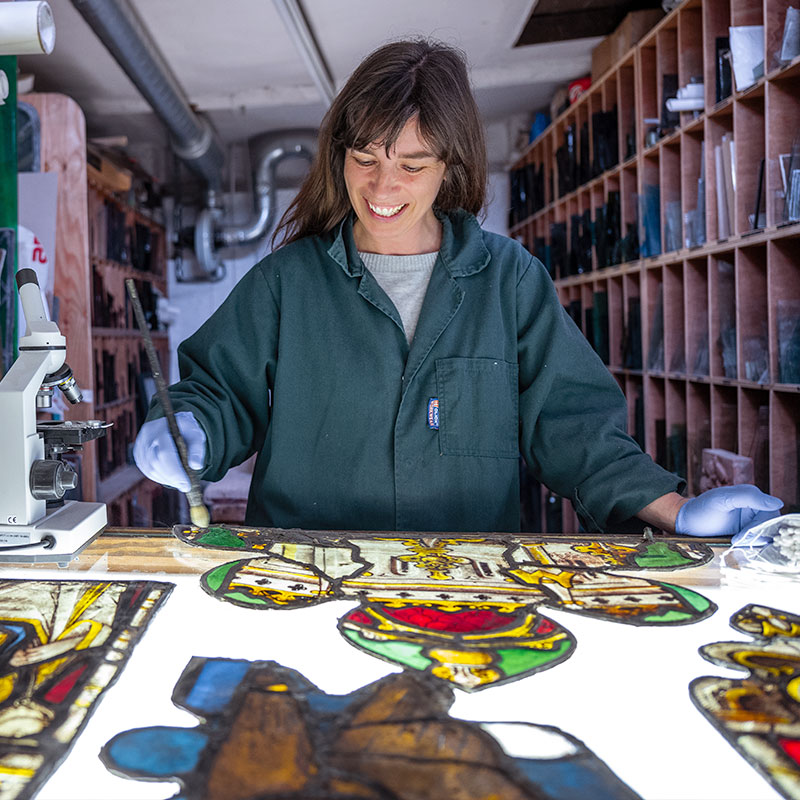 stained glass artist at work